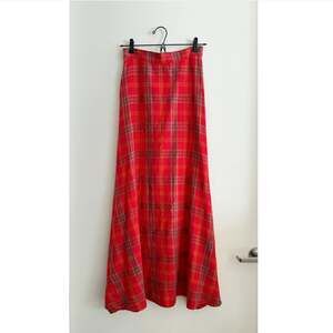Kersh Red Plaid Tartan Maxi Skirt Size 4 High Waisted A-Line Long Skirt